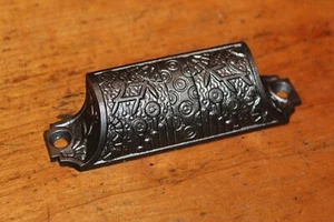 Restored Ornate Antique Victorian Cast Iron Bin Apothecary Cupboard Pull L-17 - Picture 1 of 7