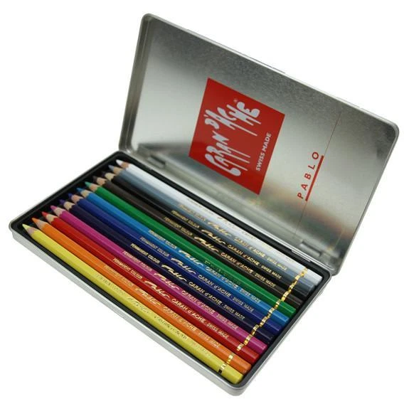 CARAN D'ache Pablo Coloured Pencil 12 Colour Tin