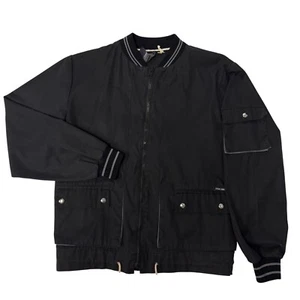 Vintage 80's Pierre Bonee Men Black GABARDINE Bomber Stadium RICKY Jacket M - Picture 1 of 11