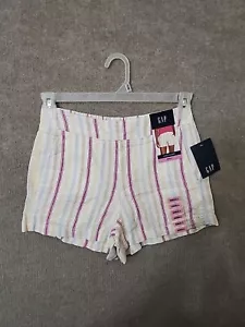 Gap Linen Shorts Womens Small Striped Pull On Elastic Waist Vacation NEW - Picture 1 of 8