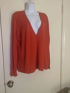 Cárdigan abotonado de peso largo manga larga rojo/rojo naranja azul marino antiguo para dama talla XXL - Imagen 1 de 7