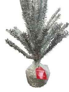 Nuovo Wondershop Tinsel Albero di Natale Argento Altezza 24” Base Circolare - Foto 1 di 4