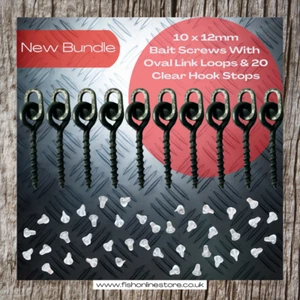 Carp Terminal Tackle Bundle 10 x Oval Link Looped Bait Screws & 20 Clear Stops - Picture 1 of 3