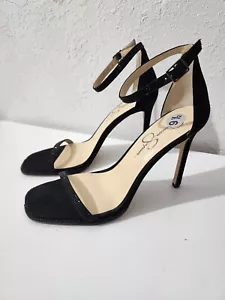 Jessica Simpson Black Ankle Strap Sandal Stiletto Heels Women's 9.5 - Picture 1 of 10