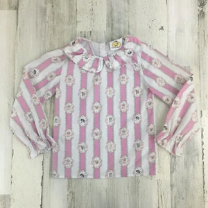 The Yellow Lamb Girls Sz 6 Puppy Wallpaper Print Long Sleeve Collared Blouse Dog - Picture 1 of 13
