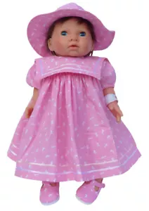 PINK BUNNY DRESS AND HAT SET FOR MY FIRST BABY ANNABELL DOLL 34cm FRILLY LILY - Picture 1 of 2
