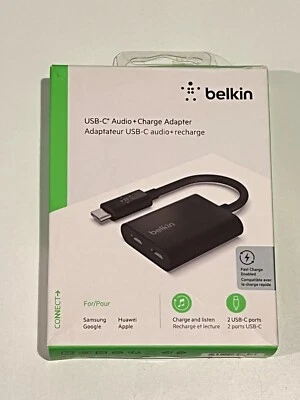 Belkin USB-C Audio + Charge Splitter Adapter - Black OPEN BOX - Image 1 of 2