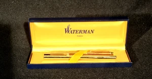 Two Gold Plated Waterman Paris Pens Ball Point and 18K Nib Fountain Pen Boxed - Picture 1 of 15