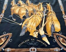 Hermes Silk Scarf Black Attelage En Arbalete Philippe Ledoux Horses Equestrian