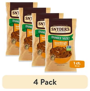 (4 pk) Snyder's of Hanover Pretzels, Sourdough Hard Pretzels, Family Size 16 oz - Picture 1 of 13