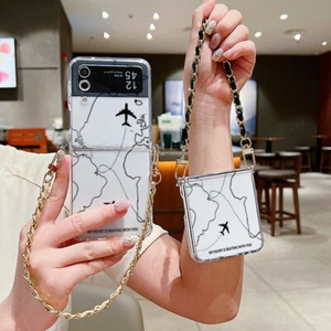 Custodia TPU trasparente pieghevole corda corta per Samsung Galaxy Z Flip6 Flip5 Flip4 3 - Foto 1 di 16