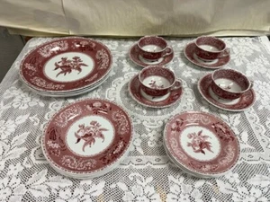 Spode Pink Camilla - 20 Piece Set - 4 Dinner, Salad, B&B Plates, Cup & Saucer - Picture 1 of 17