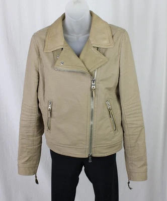 Coach Women's Camel Tan Cotton Leather Trim Full Zip Long Sleeve Jacket Medium - Image 1 of 3