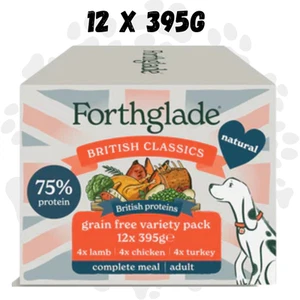 Forthglade British Classics VARIETY PACK 12x395g Wet Dog Food Grain Free Natural - Picture 1 of 10