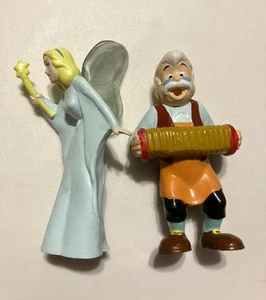 2 Vintage 1992 Disney's Pinocchio Figures, Blue Fairy, Geppetto, Applause - Picture 1 of 5