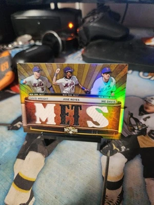 2011 Topps Triple Threads Wright Reyes Davis Reliquia Combos Oro #/9 Foto 1 de 2