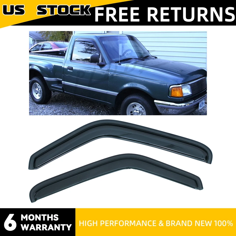 2pcs In-Channel Window Visors Fit Ranger/Mazda B-Series Standard/Extended Cab Foto 1 de 4