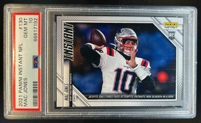 2021 Panini Instant NFL Mac Jones RC #2,076 Rookie #130 Patriots PSA 10 - Image 1 of 2