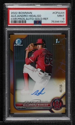 2022 Bowman Chrome Prospect Gold Refractor /50 Alejandro Hidalgo PSA 9 MINT Auto - Image 1 of 2