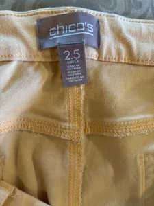 Chicos Size 2.5 Ankle Mustard Yellow Cotton/Rayon Stretch Pants Pockets Zipper - Picture 1 of 7