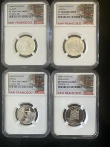 2008 S Silver State Quarter 4 Coin Set NGC PF 70 Ultra Cameo Trolley - Picture 1 of 2