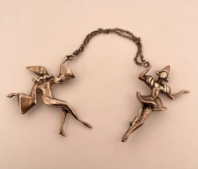Unsigned REJA Chatelaine Figural Brooch Pierrot & Pierrette Dancers/Sterling - Image 1 of 4