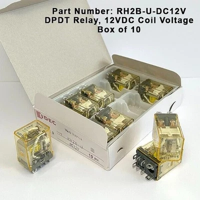 10pcs/1Box IDEC RH2B-UL RH2B-U DC12V General Purpose Relay 10A Contacts DPDT - Image 1 of 2