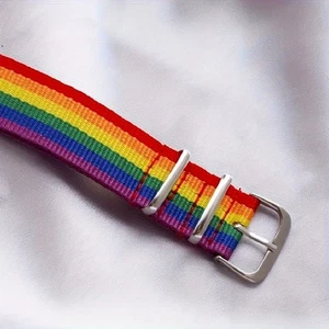 Tragbare, verstellbare, bunte Nylon Regenbogen Armbänder perfekt für Freizeitkleidung - Bild 1 von 6