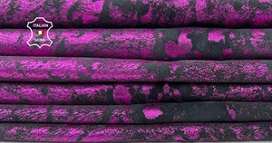 METALLIC HOT PINK  VINTAGE Thick Soft Lambskin Leather 2 skins 16sqf 1.2mm C6804 - Picture 1 of 7