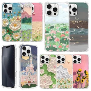 Handyhülle 3D Blumen gedruckt für iPhone 17 16 15 14 Pro Max 13 Soft Bumper Cover - Bild 1 von 65
