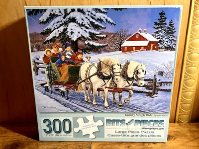 Bits and Pieces 300 Large Piece Family Sleigh Ride, Complete Used - Image 1 of 3