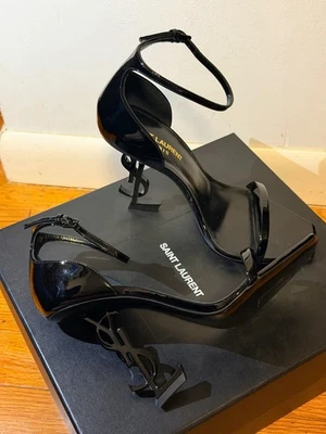NEW Saint Laurent Opyum 110 YSL Leather Cassandre Heel SA Black 8/38 - Image 1 of 4