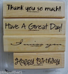 Estampación 2001 VOGUE VERSES 4 estampillas de goma nuevas feliz cumpleaños muchas gracias - Imagen 1 de 3