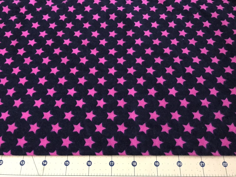 Pink Stars on Black 30” X42” Flannel #1720 - Image 1 of 1