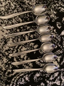 7! AMC Lucerne OVAL SOUP SPOONS Stainless Japan Pattern LOVELY - Picture 1 of 8