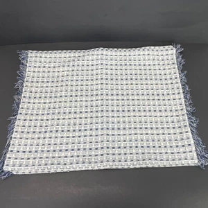 Food Network Blue White Fringe Placemats Set 4 Dinner Party Thanksgiving Navy - Picture 1 of 5