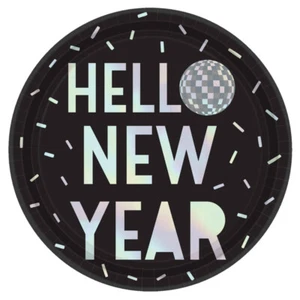 New Years Eve Party Supplies Iridescent Round Dinner Plates 8 Pack Tableware NYE - Picture 1 of 1