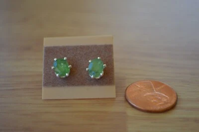 Brincos de prata esterlina turmalina azul/verde 1,86 ct Paraíba ~ 8x6 mm - Imagem 1 de 4