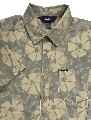Camisa RVCA Para Hombres Pequeña Floral Informal Tropical Bolsillo Botánico Aloha NUEVA Foto 1 de 4