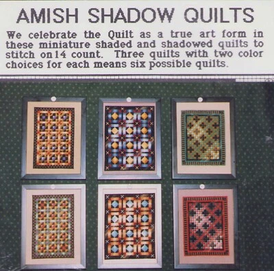 Cross Stitch 6 Amish Quilts on 14 ct EXTREMELY RARE  Patterns OOP VIntage Estate - Image 1 of 2