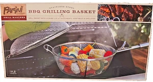 Parini Stainless Steel BBQ Grilling Basket With Locking Lid, 11.5" Diameter - Picture 1 of 6