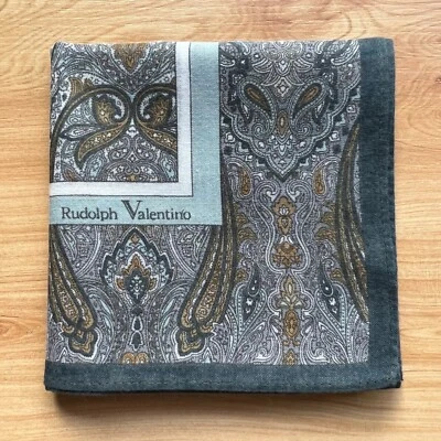 PAÑUELO VINTAGE HOMBRE ARTE VERDE PAISLEY BOLSILLO CUADRADO ALGODÓN 18" A-0295 Foto 1 de 3