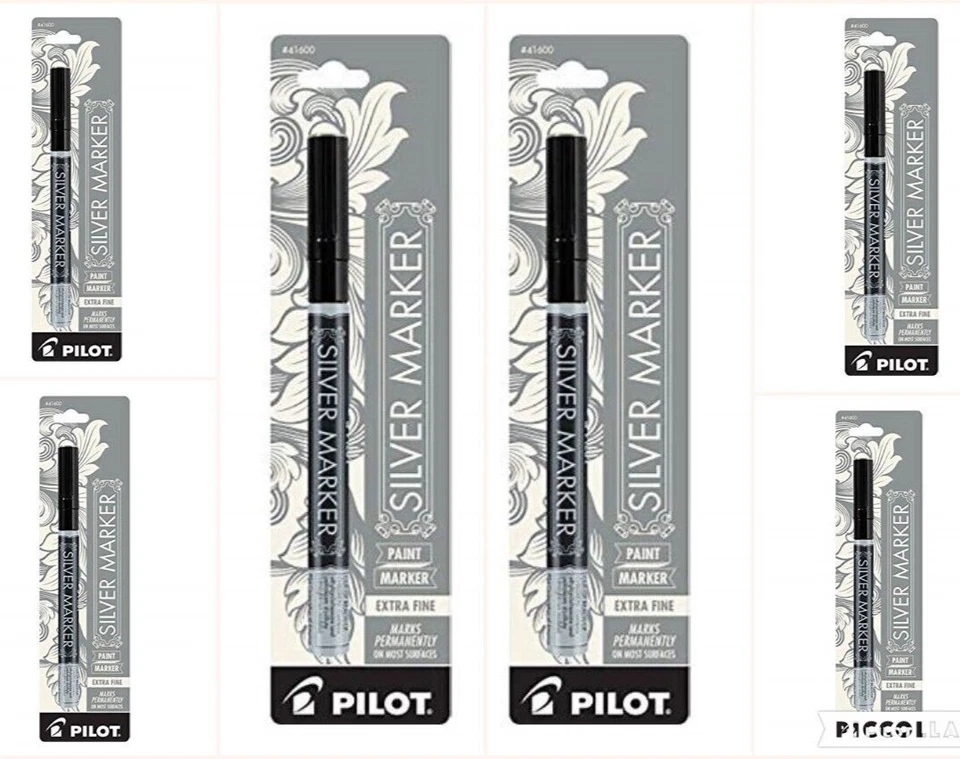 Marcador de pintura permanente piloto punto X 6/paquete plateado oficina escuela artesanías Foto 1 de 1