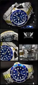 Herrenuhr Automatikuhr ADVANTAGE Edelstahl 30 BAR XXL 45mm Bicolor-blau CV-463X - Picture 1 of 2