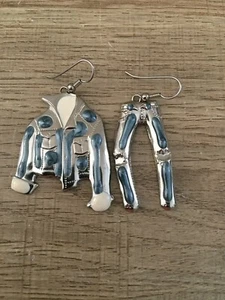 Orecchini vintage 1980 giacca jeans blu e pantaloni abbinati - Foto 1 di 2