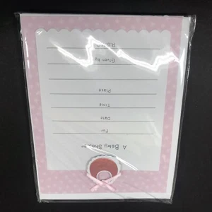 Lot of 40 Girl Baby Shower Party Fill-In Overlay Invitations w/ Envelopes - Pink - Picture 1 of 3