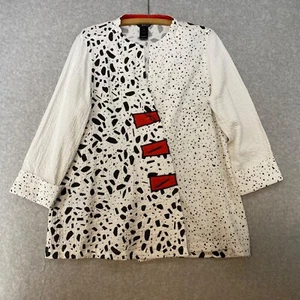 Ali Miles Größe Small asymmetrisches Art To Wear Top weiß schwarz rot Langarm - Bild 1 von 11