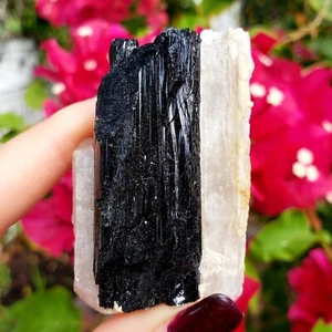 Turmalina negra con mica cruda áspera cristal natural piedra preciosa curativa #4 - Imagen 1 de 7