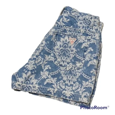 Pantalones Cortos Vintage GUESS DENIM EE. UU. Floral Cintura Alta Mamá | Talla 31  Foto 1 de 4