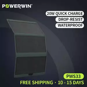 POWERWIN PWS33 Foldable Solar Panel, IP65 Water Resist, Soft 33W ETFE 3 outpu... - Picture 1 of 17